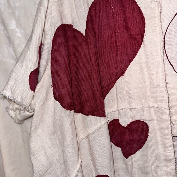 Magnolia Pearl Kimi Koat in Love ❤️ Linen Heart Appliqué Jacket, One Size, Rare - Picture 8 of 14